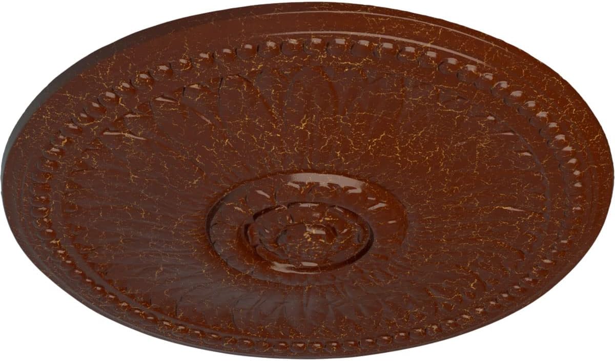 Ekena Millwork CM19BIBMC Bailey Ceiling Medallion, 18 1/8 OD x 3/4 P, Burnished Mahogany Crackle
