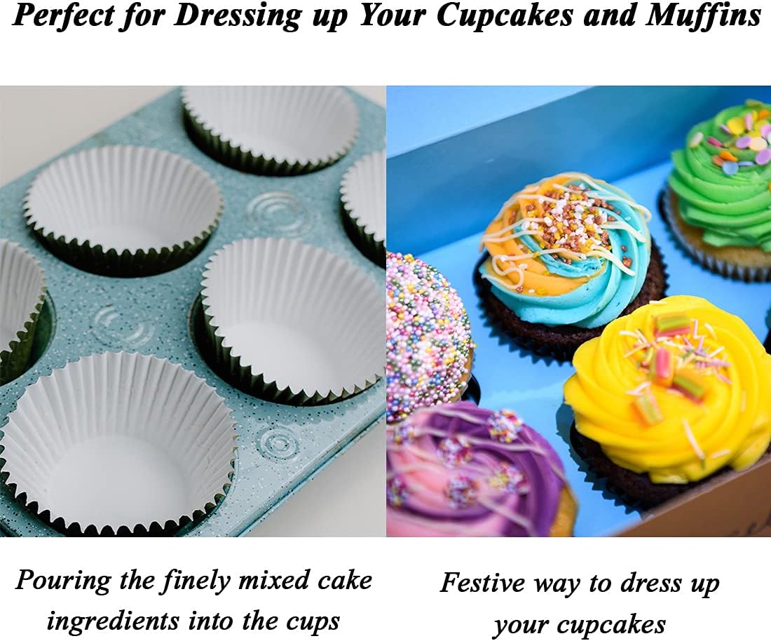 JQinHome Silver Foil Cupcake Liners Standard Baking Cups Muffin Wrappers -Premium Greaseproof & Sturdy Cupcake Papers for Wedding Birthday Party, 200-Count (Silver)