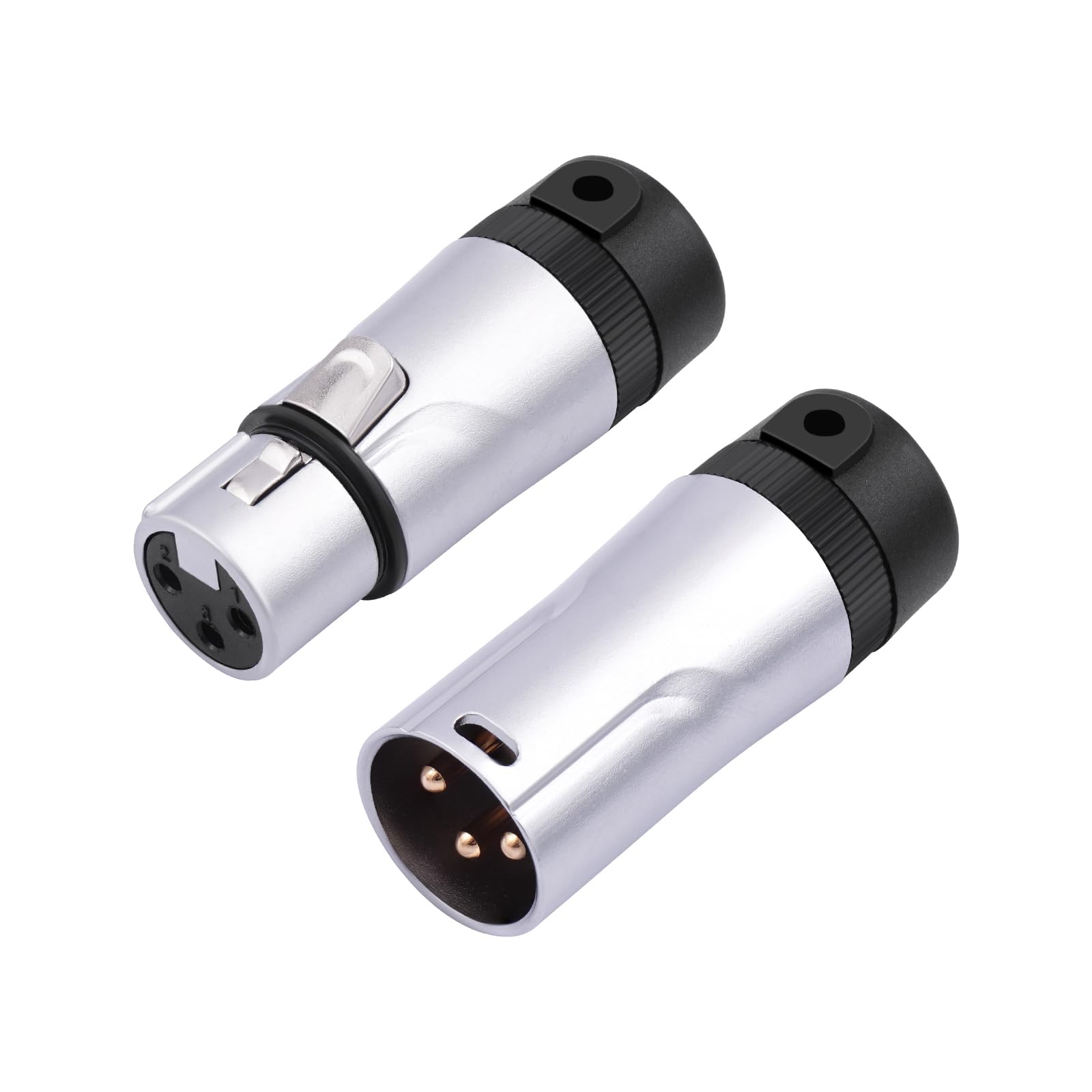 HUALEU 3Pin XLR Connectors Plug,XLR 3 Pin Male/Female Plugs Audio Mic Microphone Cable Plug Connector Audio Socket,1 Male+1 Female-2 Pack