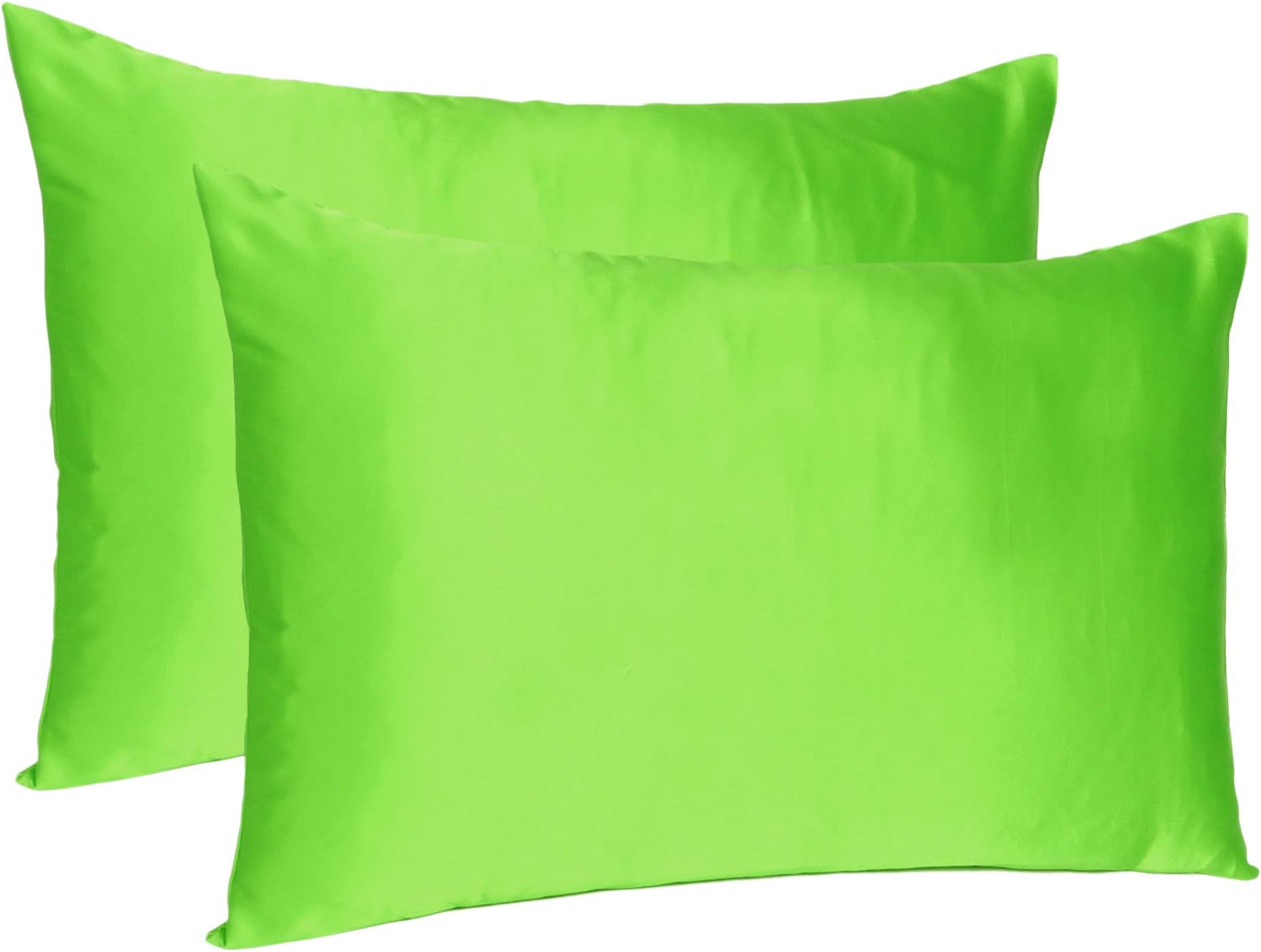 Oussum Satin Silk Pillowcase Pillow Case Covers with Envelop Closure for Hair and Skin Home Bed Decor Set of 2 Pillowcase Free Single Pc Scrunchie (Queen Size (20"x30"), Macaw Green)