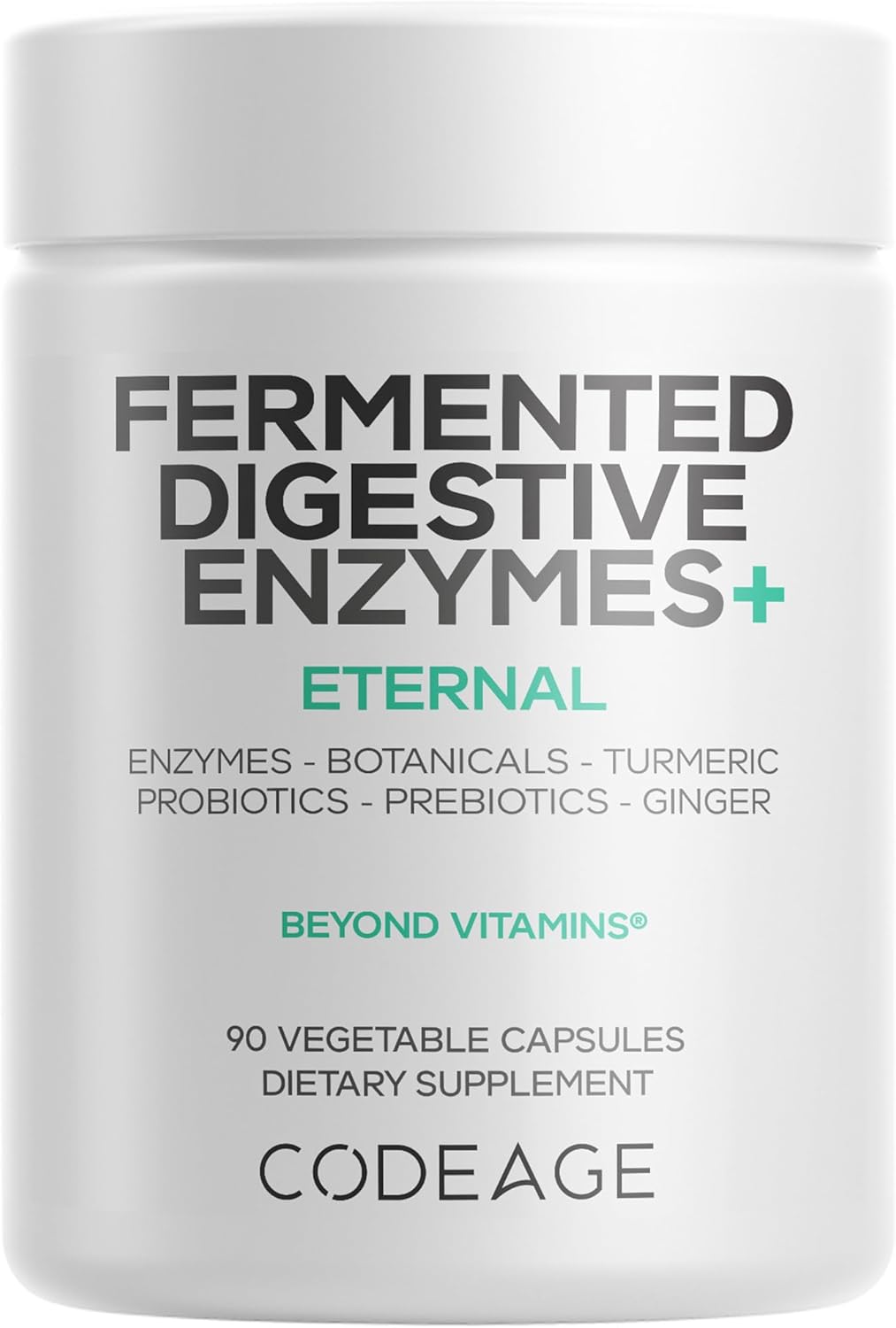 Codeage Fermented Digestive Enzymes Supplement 3-Month Supply – 14 Digestive Enzymes, Probiotics, Prebiotics, Fermented Botanicals, Plant-Based Multi Pancreatic Enzymes – 1 Capsule a Day – 90 Capsules