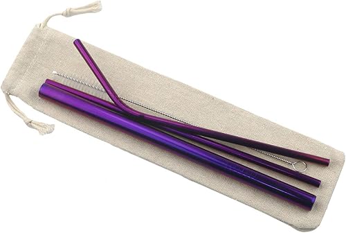 Miniatura 6 de Gugrida Pajitas de metal de acero inoxidable de 8.5 pulgadas, juego de 4 popotes reutilizables  Cepillo de limpieza ultra largo para vasos de 2030