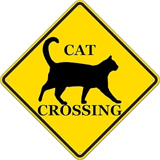Rogue River Tactical Funny Metal Warning Cat Crossing XING Tin Sign Wall Décor Man Cave Bar Kitten