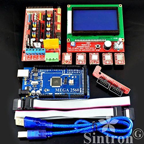 [Sintron] 3D Printer Controller Kit RAMPS 1.4 + Mega 2560 R3 + 5pcs A4988 Stepper Motor Driver with Heatsink + LCD 12864 Graphic Smart Display Controller with Adapter for Arduino RepRap