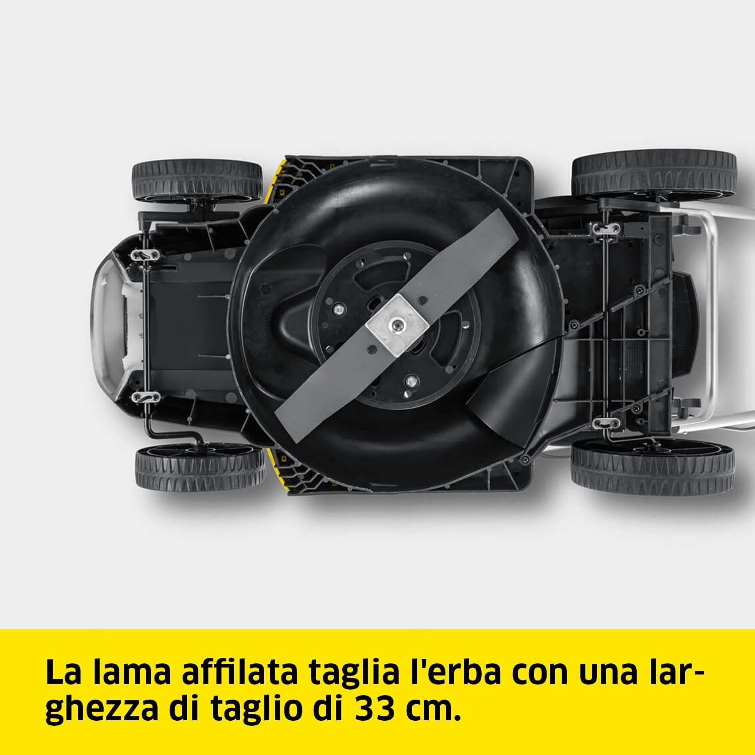 Kärcher Rasaerba a Batteria 18 V LMO 18-33, Larghezza di Taglio 33 Cm, Altezza di Taglio 35-65 mm, Cesto Raccoglierba 35 Litri, Capacità fino a 250 m², con Batteria Kärcher 18 V Non Inclusa