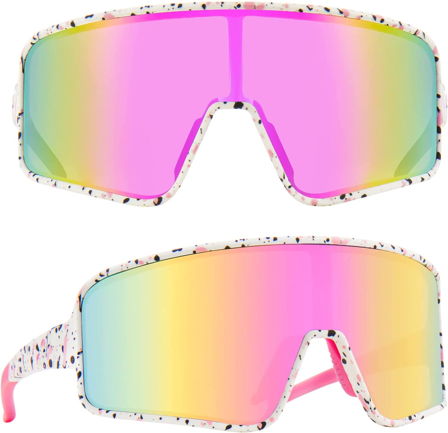 O1-white With Black Pink Splatter/Pink Lens