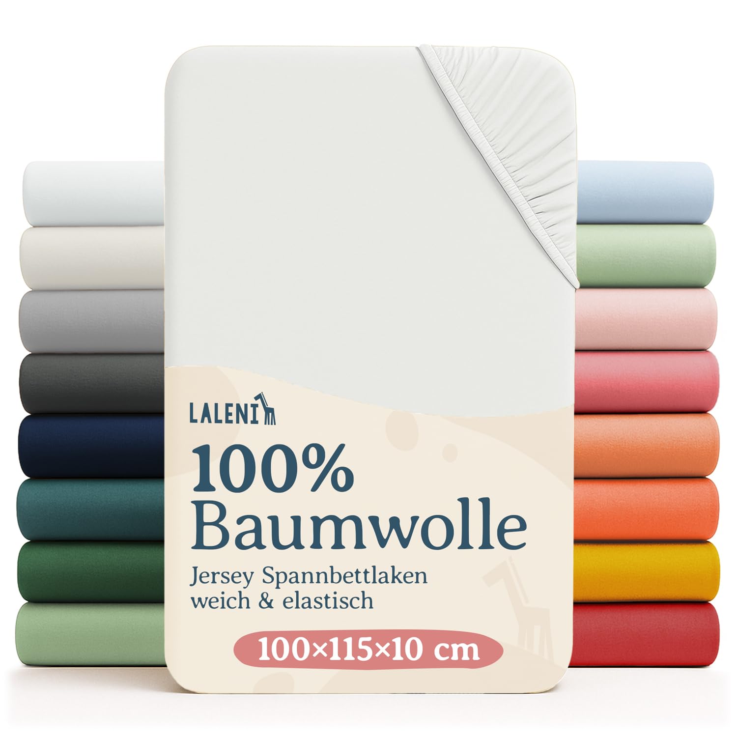 Laleni Jersey Spannbettlaken, 100x115cm, für Baby Beistellbett & Stubenwagen, 100% Baumwolle, Oeko-TEX Zertifiziert, Ivory