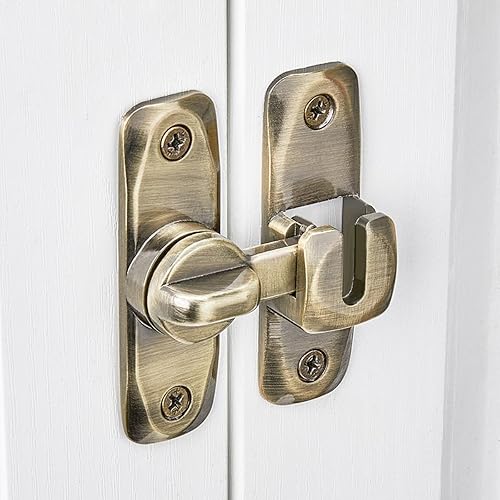 Miniatura 9 de INIRET Cerradura de puerta de granero, cerradura de puerta de 90180 grados, cierre de cerradura de puerta de ángulo recto de aleación de zinc,