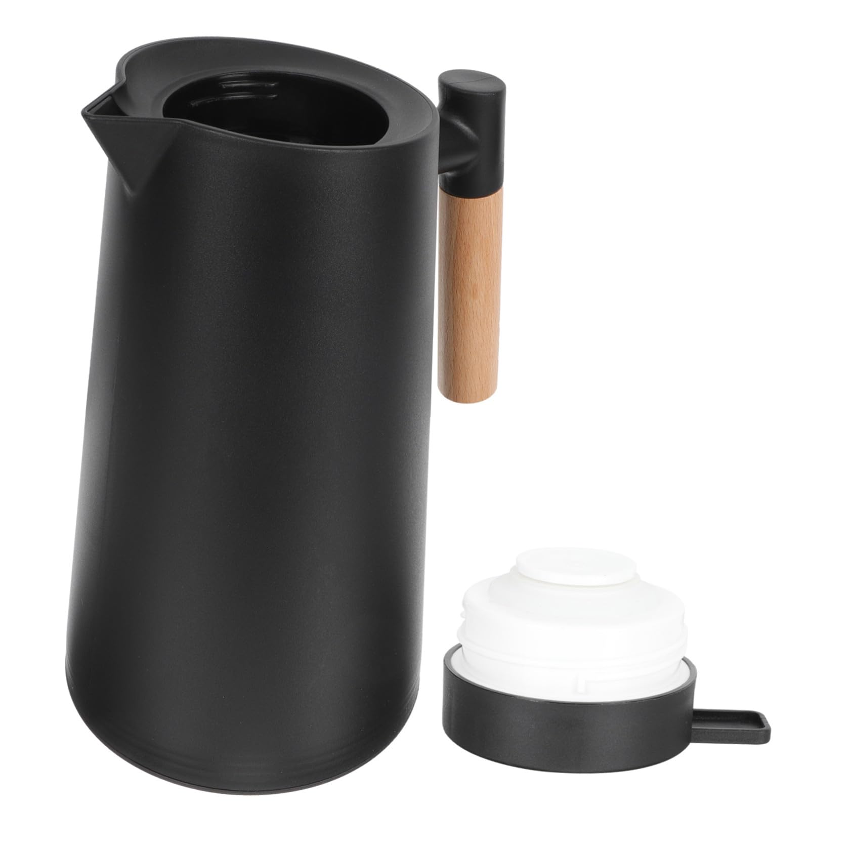 Nordic Style Thermoskanne Mit Glaseinsatz Und Holzgriff Isolierte Kaffeekanne Für Heißgetränke Leichte Wärmekanne Für Büro Und Zuhause Für Camping Und Picknick Schwarze Thermoskann