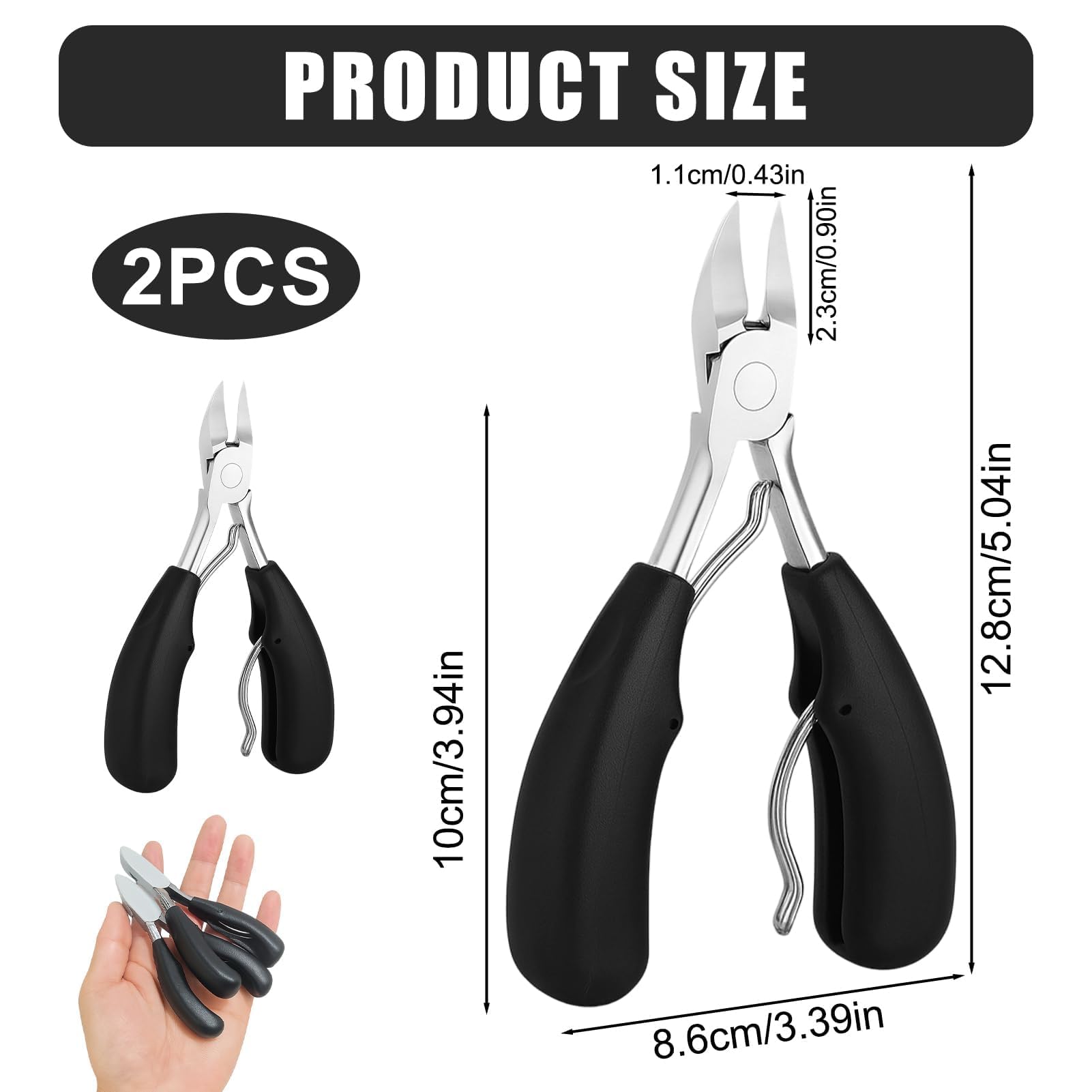 VBK Coupe Ongles Professionnelle Set de 2, Pince Bec d’Aigle Acier Inoxydable, Pince à Ongle Incarné avec Poignée Ergonomique, Instrument Précision pour Pédicure, Manucure & Ongles Incarnés