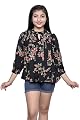 ORIEX THE ORIGINAL FASHION Girls Pleated Flower Design top-63 Black 12-13 Years