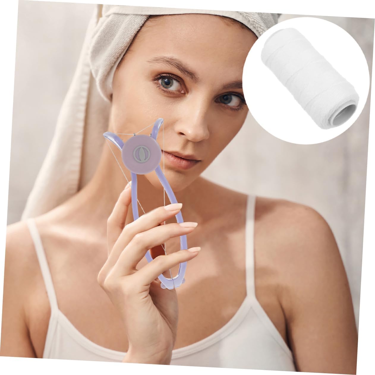6pcs White Cotton Thread for Facial Hair Epilator Threading