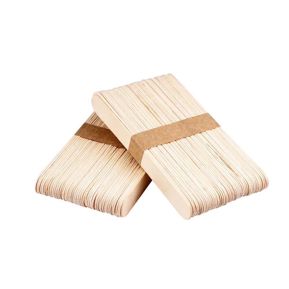 Palitos duraderos para depilación, palitos de cera de madera, espátulas, aplicadores para depilación de cejas y cuerpo (paquete de 100)