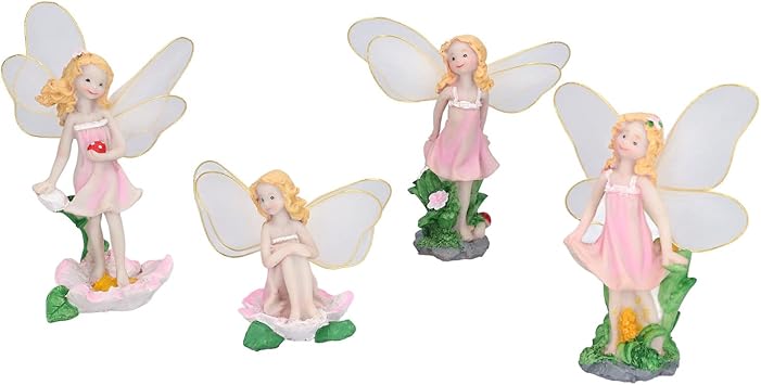Tomotato 4 Stück Feen Figur Fee Garten Miniatur Elfen Figur Flower
