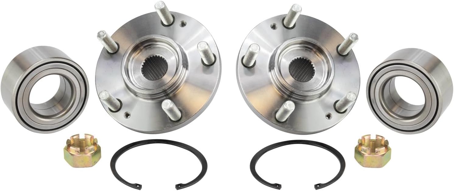 TRQ Front Wheel Bearing & Hub Kit with ABS Sensor Compatible with 2001-2006 Hyundai Santa Fe 2005-2009 Tucson 2005-2008 Kia Sportage