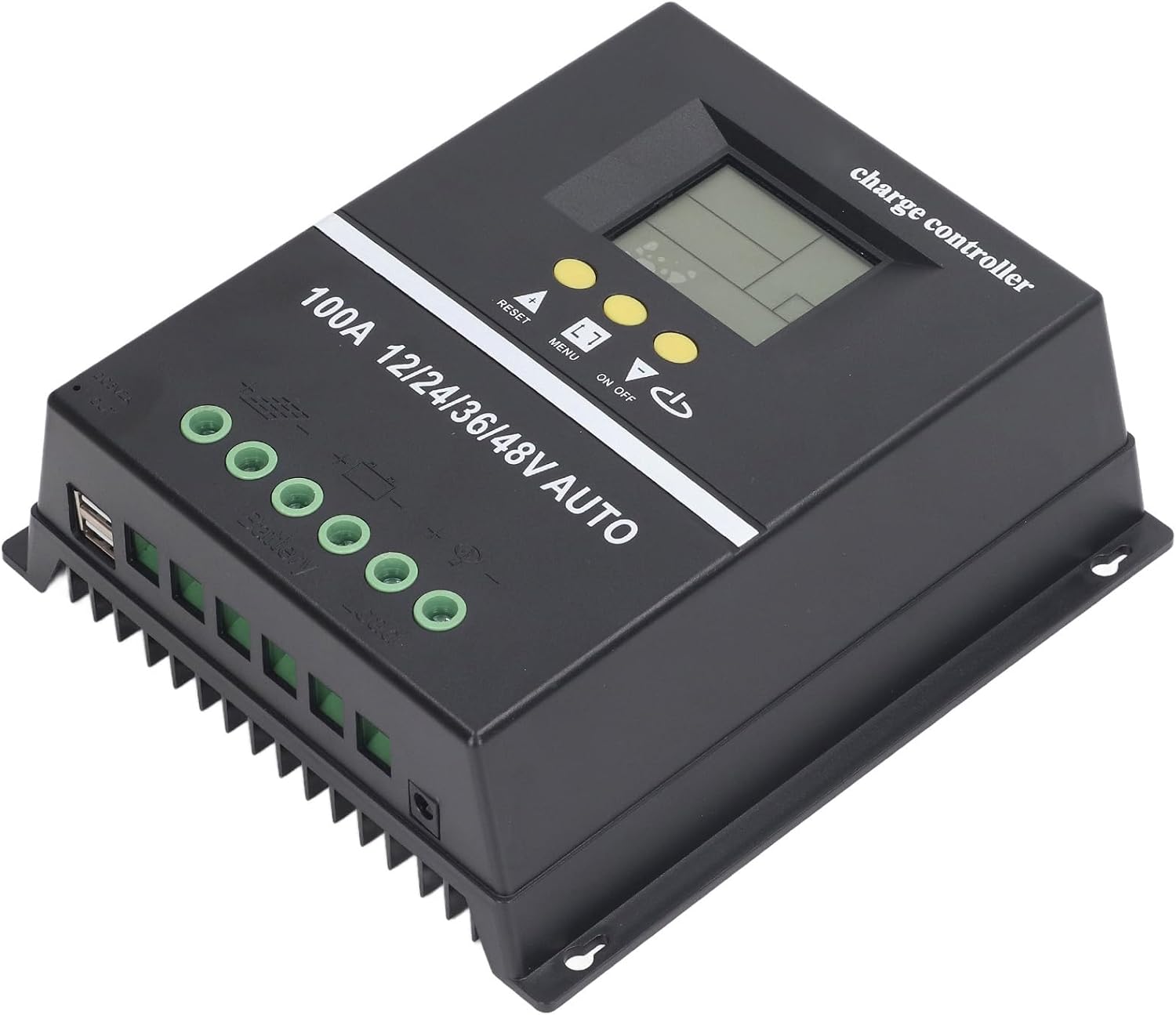 Solar Charge Controller MPPT 100A, 12V/24V/36V/48V Auto Detection, LCD Display, 7 Working Modes, Dual USB Ports