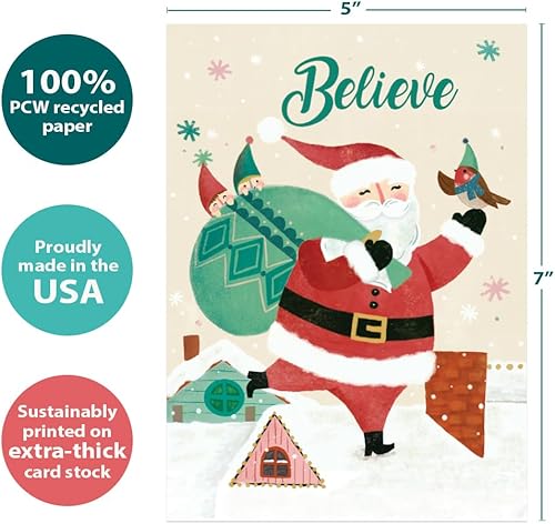 Miniatura 4 de Tree-Free Greetings Tarjeta de Navidad con sobre a juego, ecológica, hecha en Estados Unidos, papel 100% reciclado, 5 x 7, Ho Ho Ohm (GO65765)