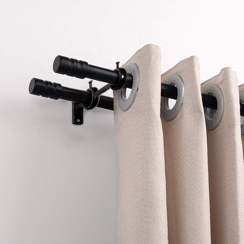 Goowin Dupla Függönytartó Konzol Szett - 2 db Fekete Alumínium Fali Tartó Nappali és Hálószoba Függönyökhöz, 20 cm Mély, 20 kg Teherbírás