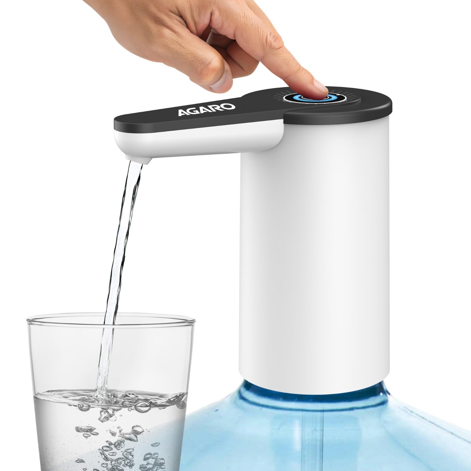 AGARO Imperial Automatic Electric Water Dispenser Pump for 20 Litre Bottle | USB Rechargeable, Portable Drinking Water Pump for Home, Kitchen, Office & Camping