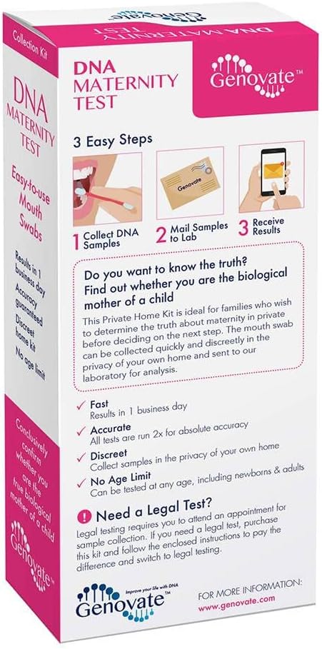DNA Maternity Test - Results in 1-2 Days - 99.999%+ Accuracy - Home DNA Test Kit for Child and Mother - All Fees Included