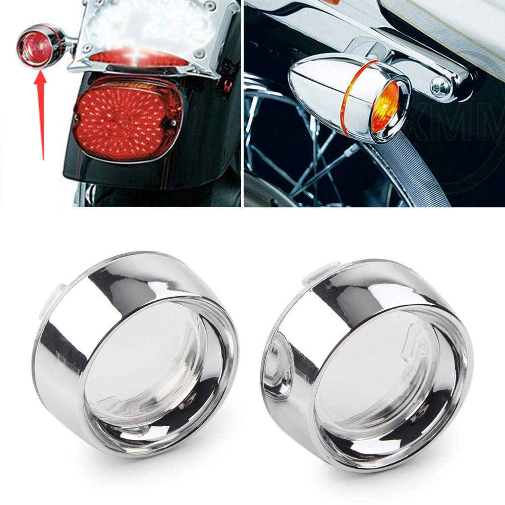 GZYF Motorcycle Chrome Turn Signal Indicator Bezel Trim Compatible with Harley Dyna Softail Touring 2000-up, Sportster XL883 XL1200 2002-UP, Clear Lens