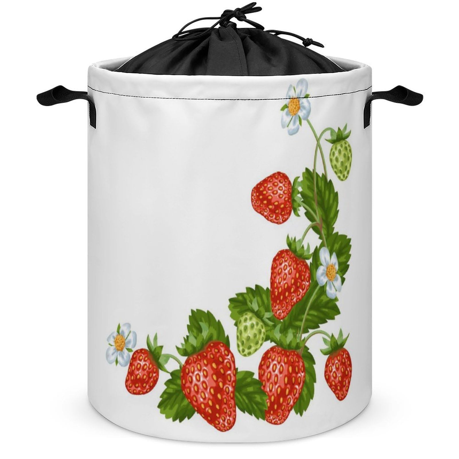 Wlntrophic Drawstring Laundry Hamper, Strawberry Laundry Basket, Washing Basket with Handle