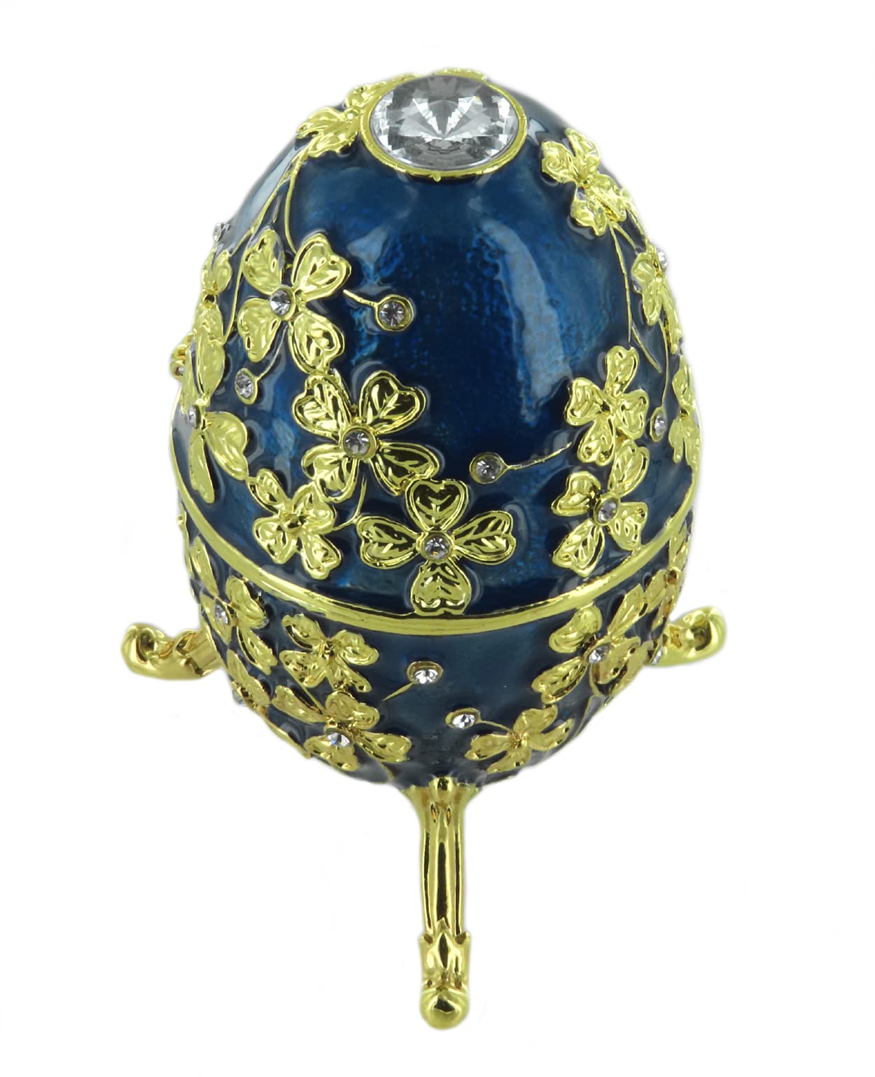 Lutèce Créations Musikalisches Ei/Schmuckei im Fabergé-Stil aus Metall mit Spieluhr, Vergoldungen, Strasssteinen und 18-Ton-Federspielwerk - Amazing Grace