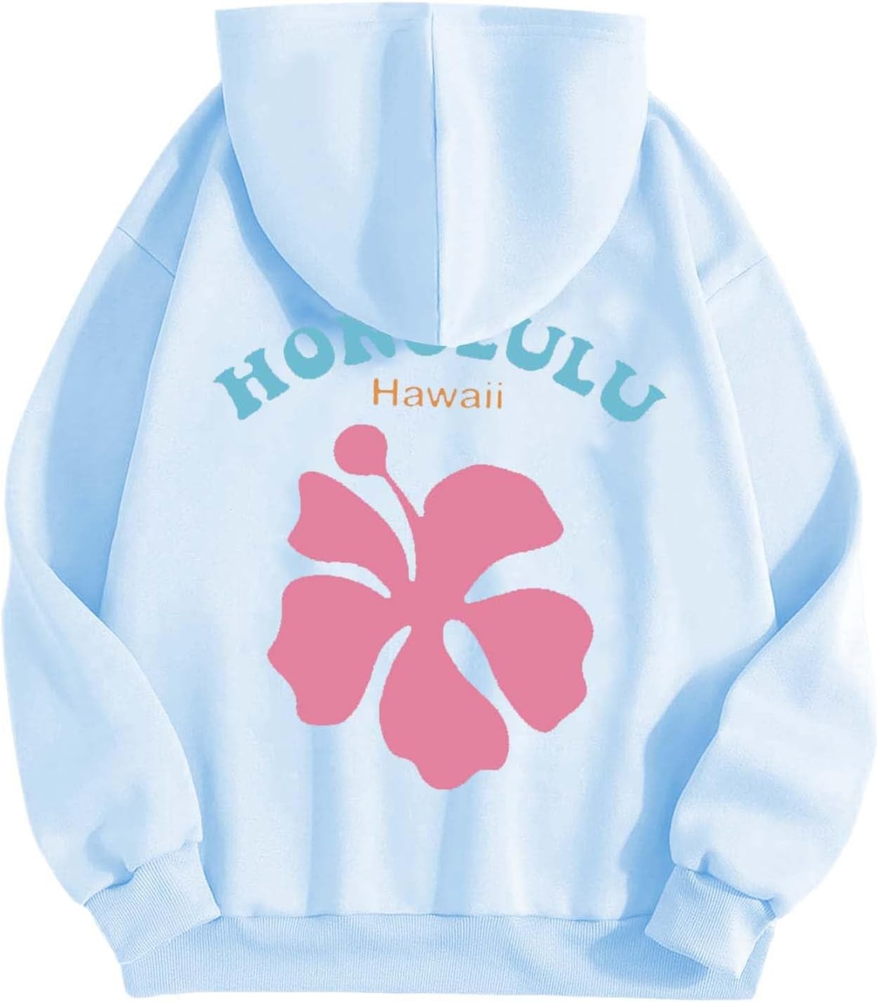 Qgaomye Amazon My Account Recent Orders Flower Print Pink Graphic Hoodie For Women 2024 Trendy Cute Preppy Sweatshirt Long Sleeve Drawstring Pullover Tops With Pockets, 15 Sky Blue, XL