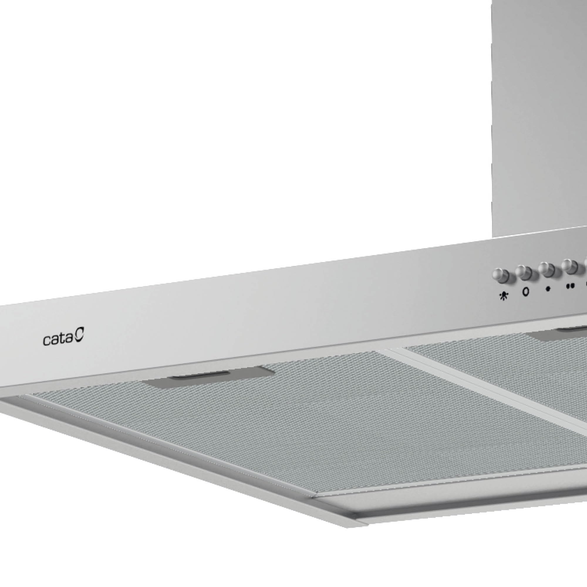 Cata S Plus 9010 X Campana Extractora Decorativa de Pared 90 cm, 637 m³/h, 3 Velocidades, Control Mecánico, Iluminación LED, Filtros Lavables, Motor 270 W, Acero Inoxidable