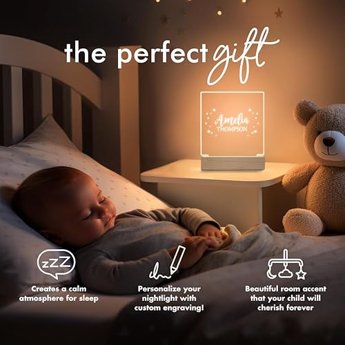 Miniatura 9 de With Love From Julie Luz nocturna personalizada para niños y niñas, regalos personalizados para decoración de dormitorio de bebé niña corona