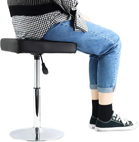 Miniatura 7 de FURWOO Taburete cuadrado negro para salón  Taburete de altura ajustable para tocador, manicura, tienda, peluquería oficina en casa, pequeño