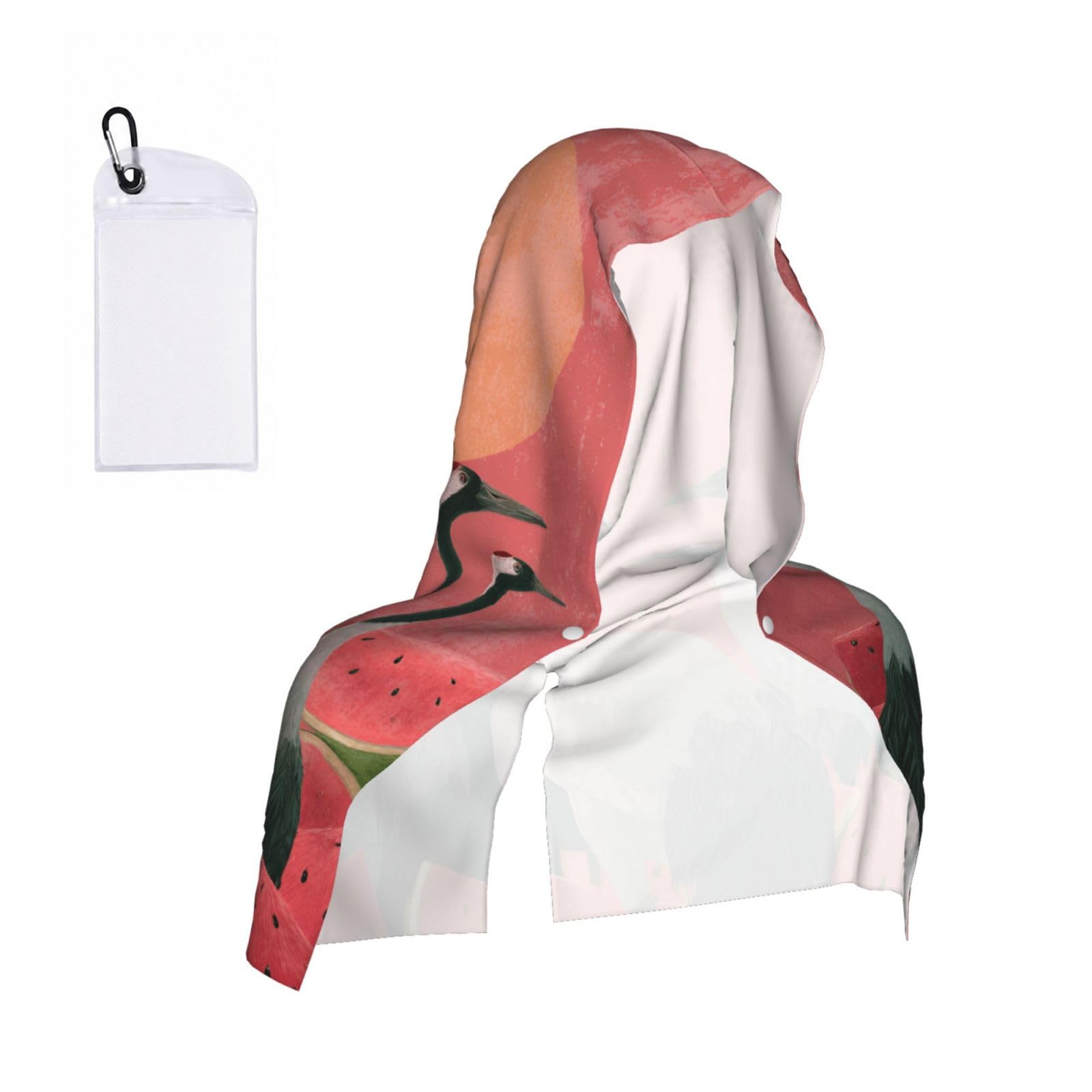 WXWJSHMGC Crane Print Cooling Hoodie Towel, Cooling Towels For Neck And Face Sun Protection Instant Cool Hoodie(Sport/Camping/Work Out/Hot Weather)