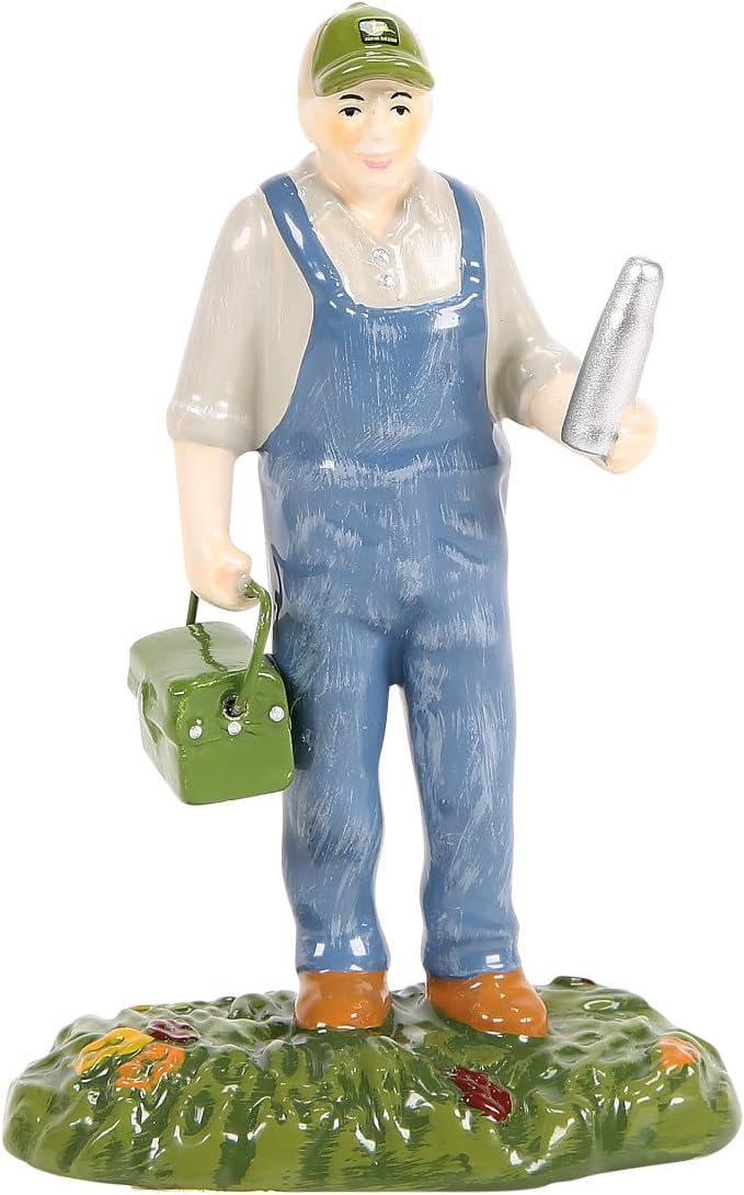 Department 56 Snow Village Harvest John Deere Still Running Light Up Building and Figurine Set, 5.71 Inch, Multicolor