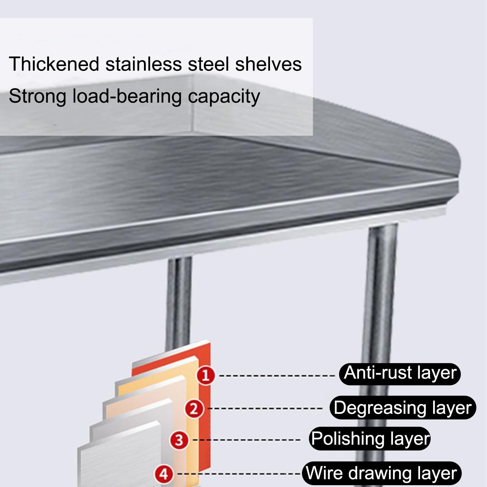 Tavolo Da Lavoro In Acciaio Inox, Banco Da Lavoro per La Preparazione Degli Alimenti, Tavolo In Acciaio Inox per Cucine, Ristoranti, Pizzerie(120 * 40 * 80cm/47.3 * 15.7 * 31.5in)