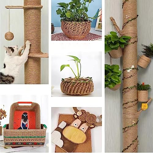 AiduduPet Fio De Juta 4 Mm, Corda Natural Trançada 99,5 Metros, Marrom, Grosso E Resistente, Cânhamo