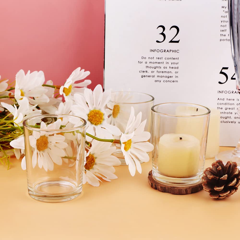 Lot de 36 photophores en verre transparent pour mariages, événements – Bougies votives en verre pour centres de table de mariage, Noël, Thanksgiving – Accessoires de décoration (transparent)