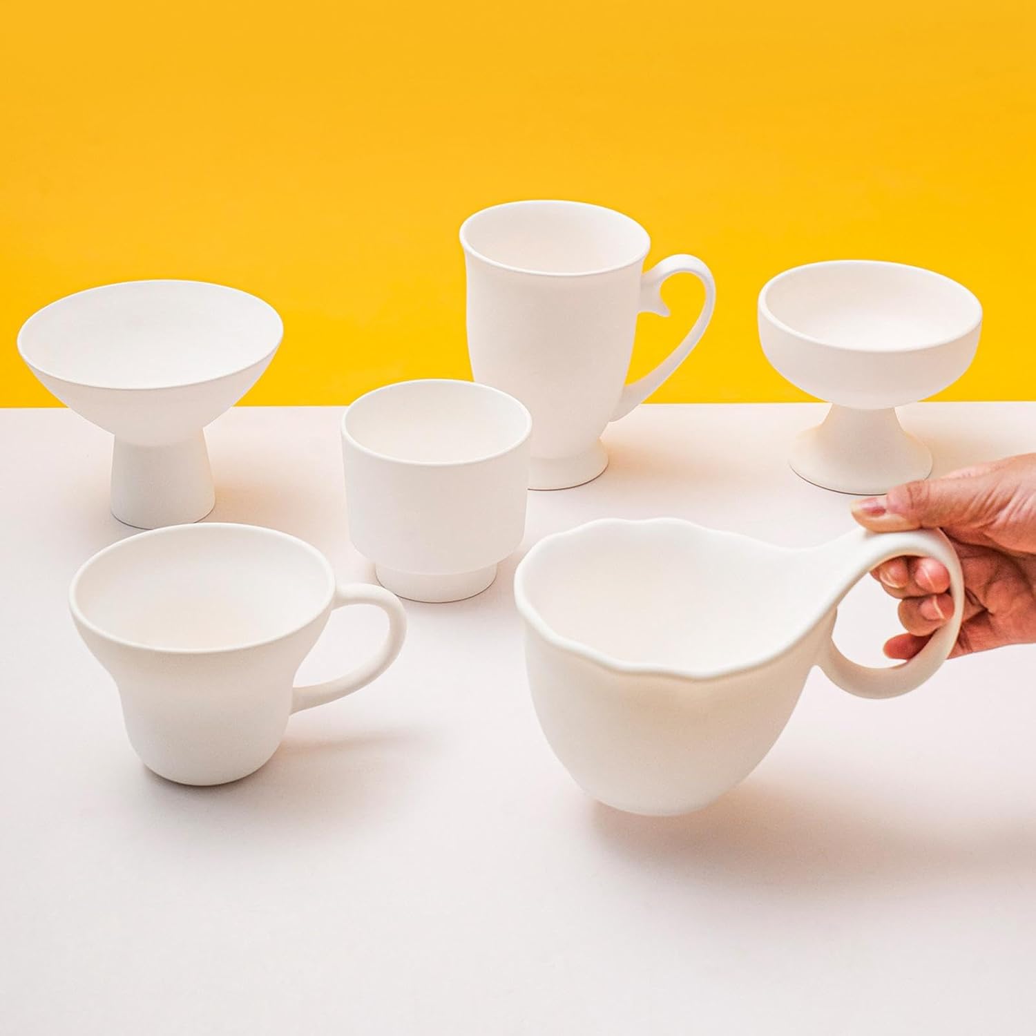 6Pcs Pre Shaped Pottery Blank Cups, DIY Art Painting Cups Versatile