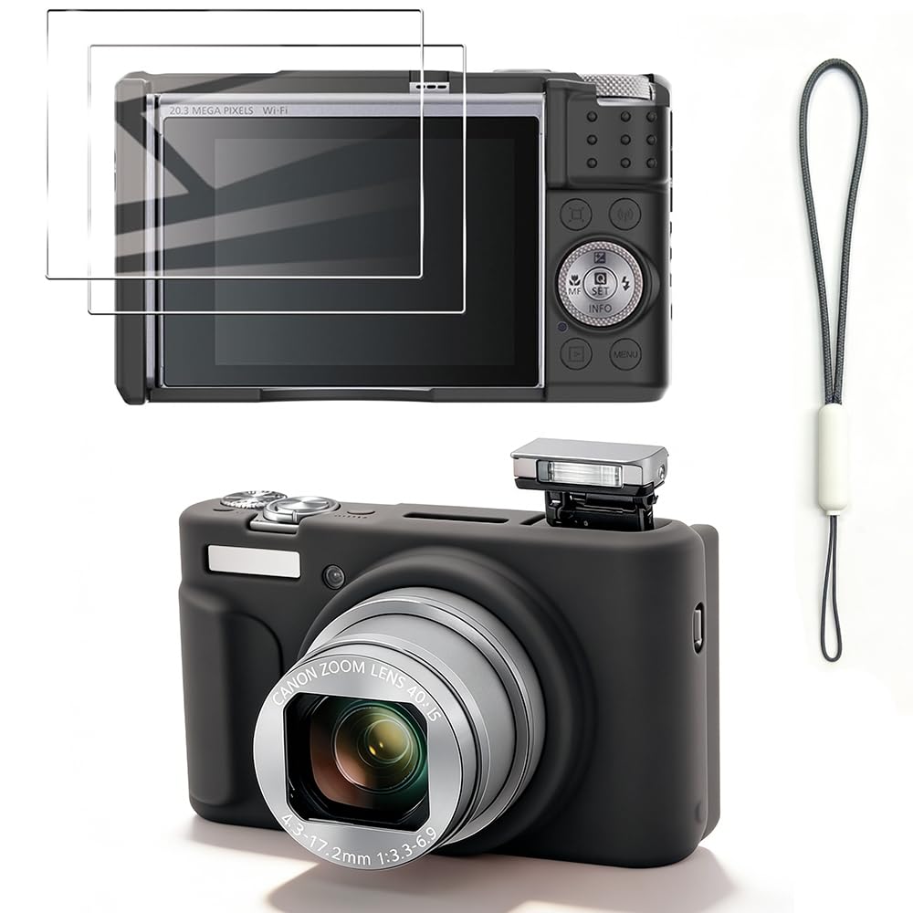 Tedubax Silicone Case for Canon PowerShot SX740/SX730 HS with 2PCS Screen Protector and Lanyard,Soft Anti-Scratch Camera Cover,Slim Fit Carrying