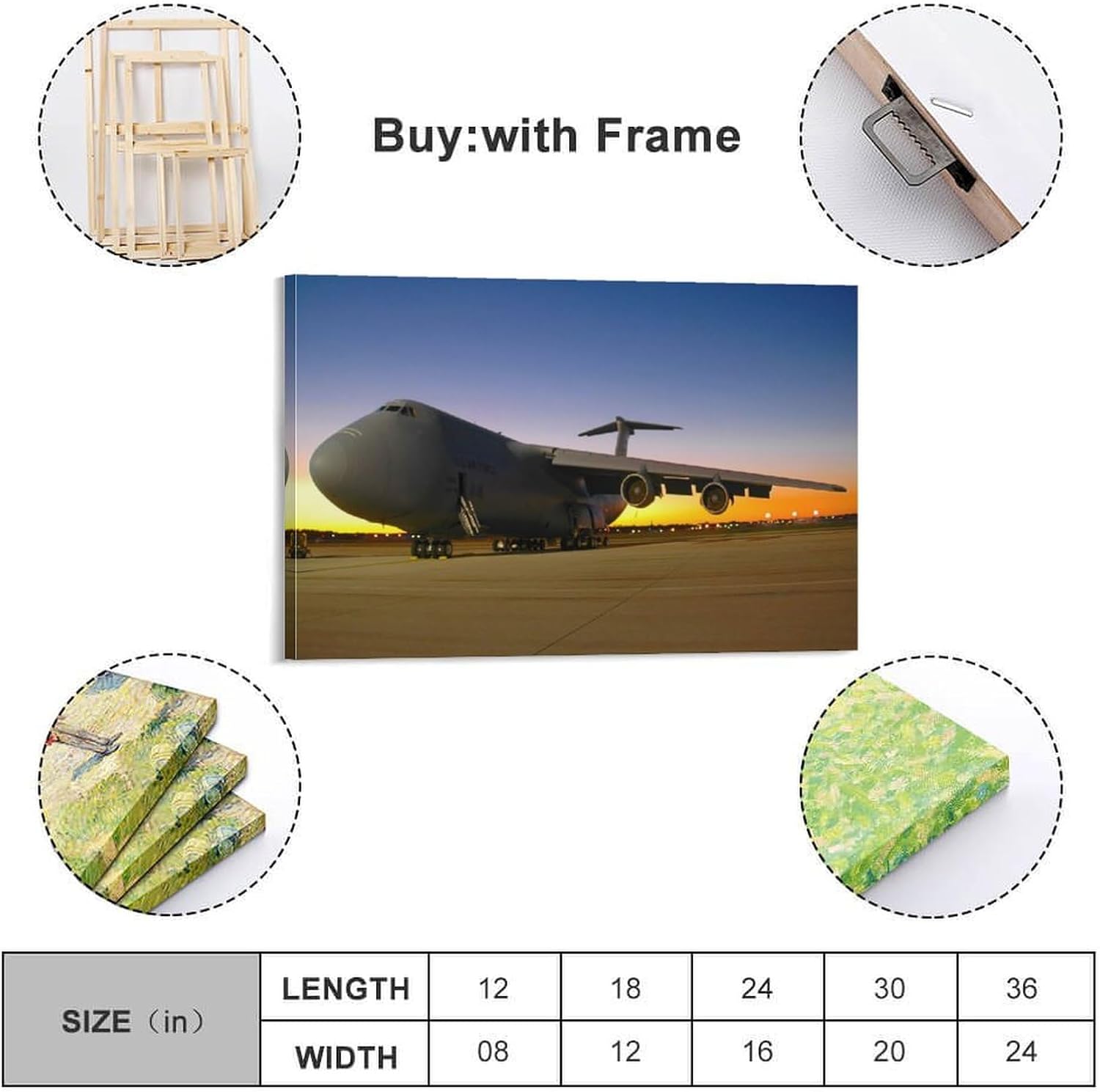 C-5 Galaxy Transport Aircraft Military Aircraft Poster Modern U.S. Air Force Aircraft Picture Photography Sunset Aircraft Creative Wall Decor Men's Office Bedroom Aviation Wall Art Decoration Gift Wa image 2