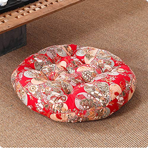 BNSDMM Algodón de Lino del Amortiguador de glúteos Estilo japonés futón Espesado Ronda Cojín Balcón Mirador Tatami meditación Cojín de Suelo (Color : P Butterfly)
