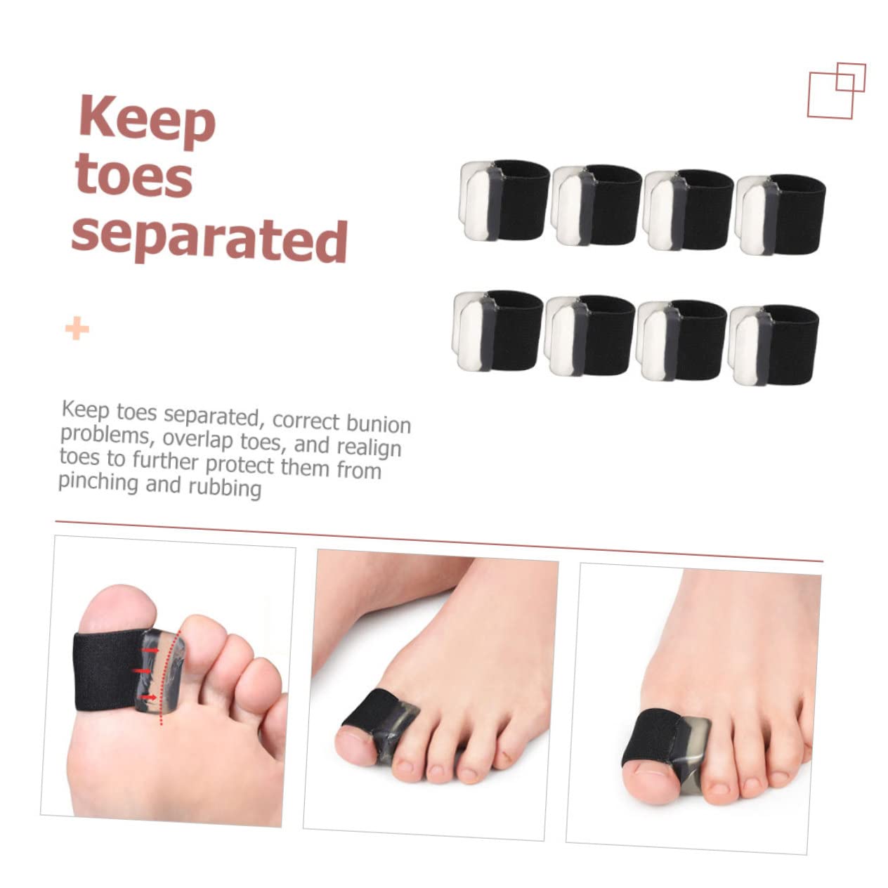 4pairs Reusable Toe Separators for Women Toe Comfortable Gel Spacers to Reduce Friction and Irritation Flexible Design