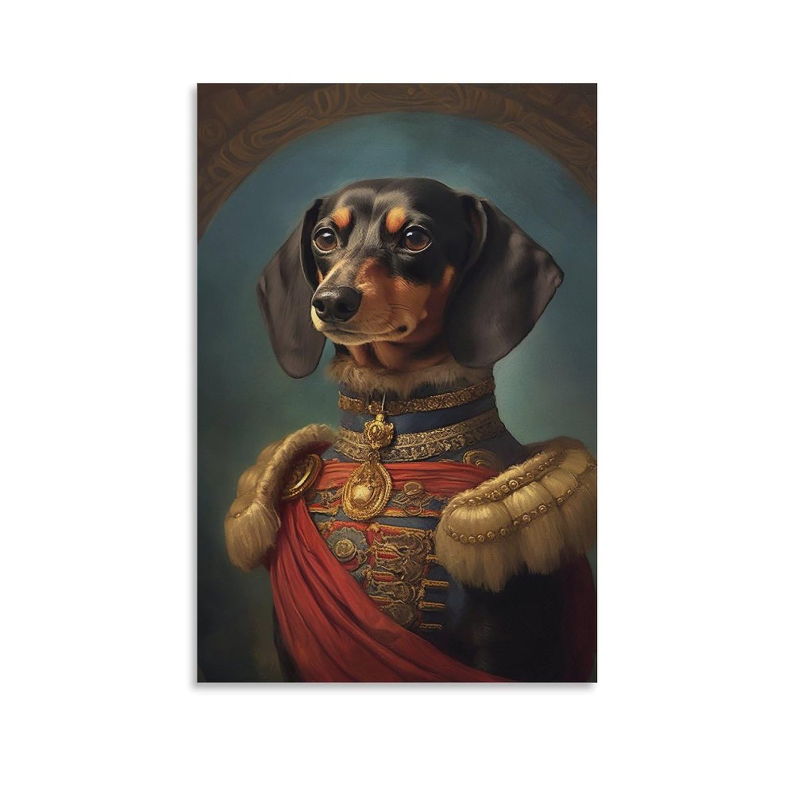 Fupmtklt Unframe-Style Aristocratic Dachshund Poster Funny Dog Wall Art Renaissance Dog Portrait Poster Quirky Animal Art Home Poster Posters For Bedroom Canvas Poster Wall Art Decor Print Picture Paintings For Living Room