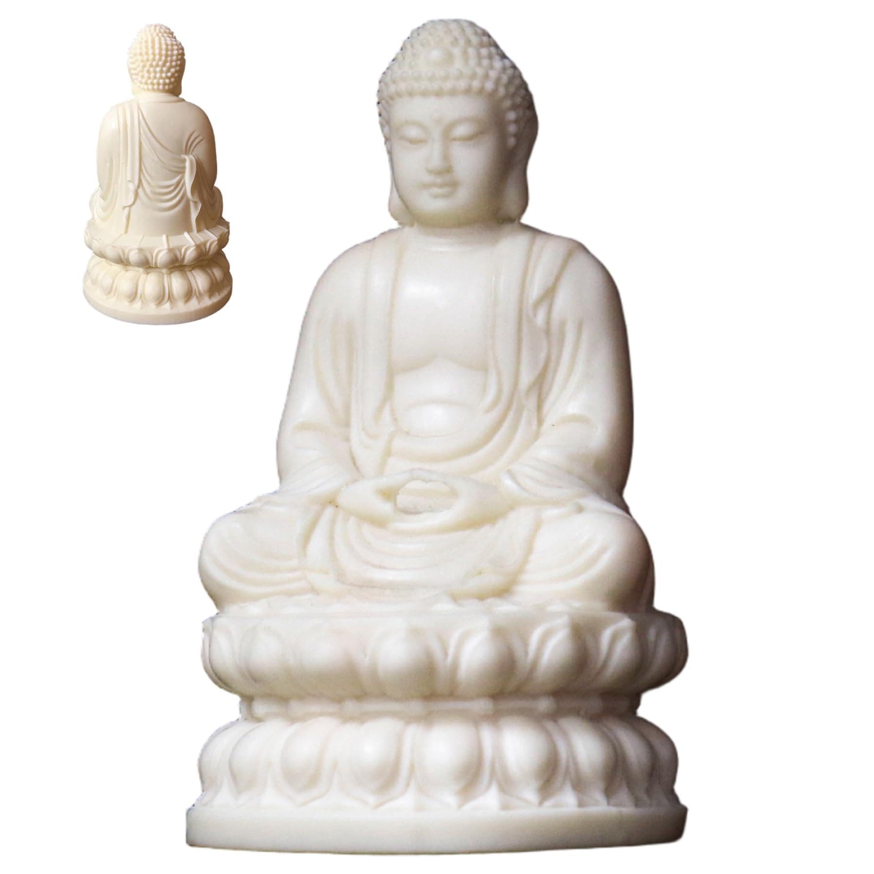 Statue de Bouddha aux fruits ivoire pour coin méditation et bureau maison