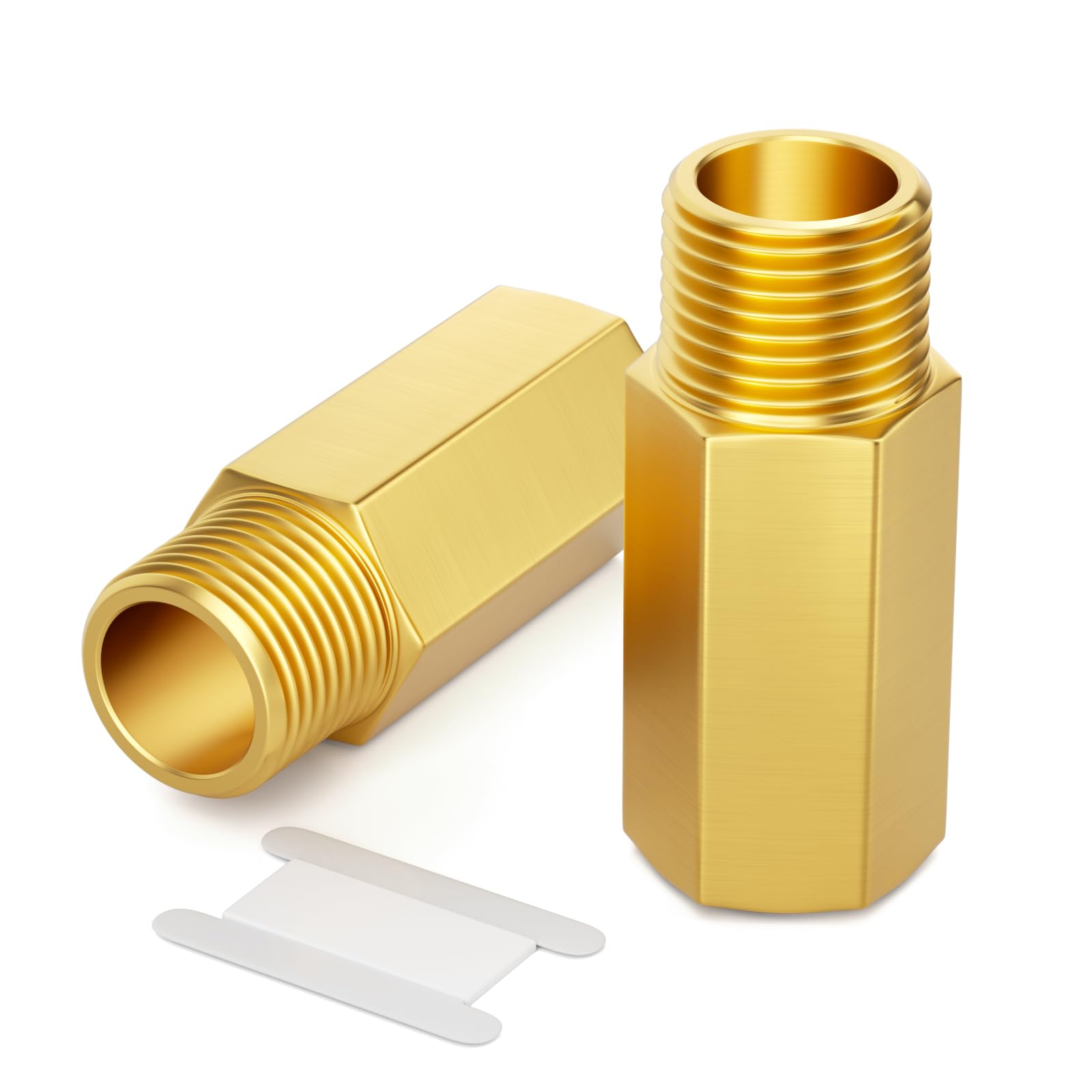 GASHER 2PCS 1/4" NPT (F x M) Brass Long Nipple 2" Length Pipe Fitting