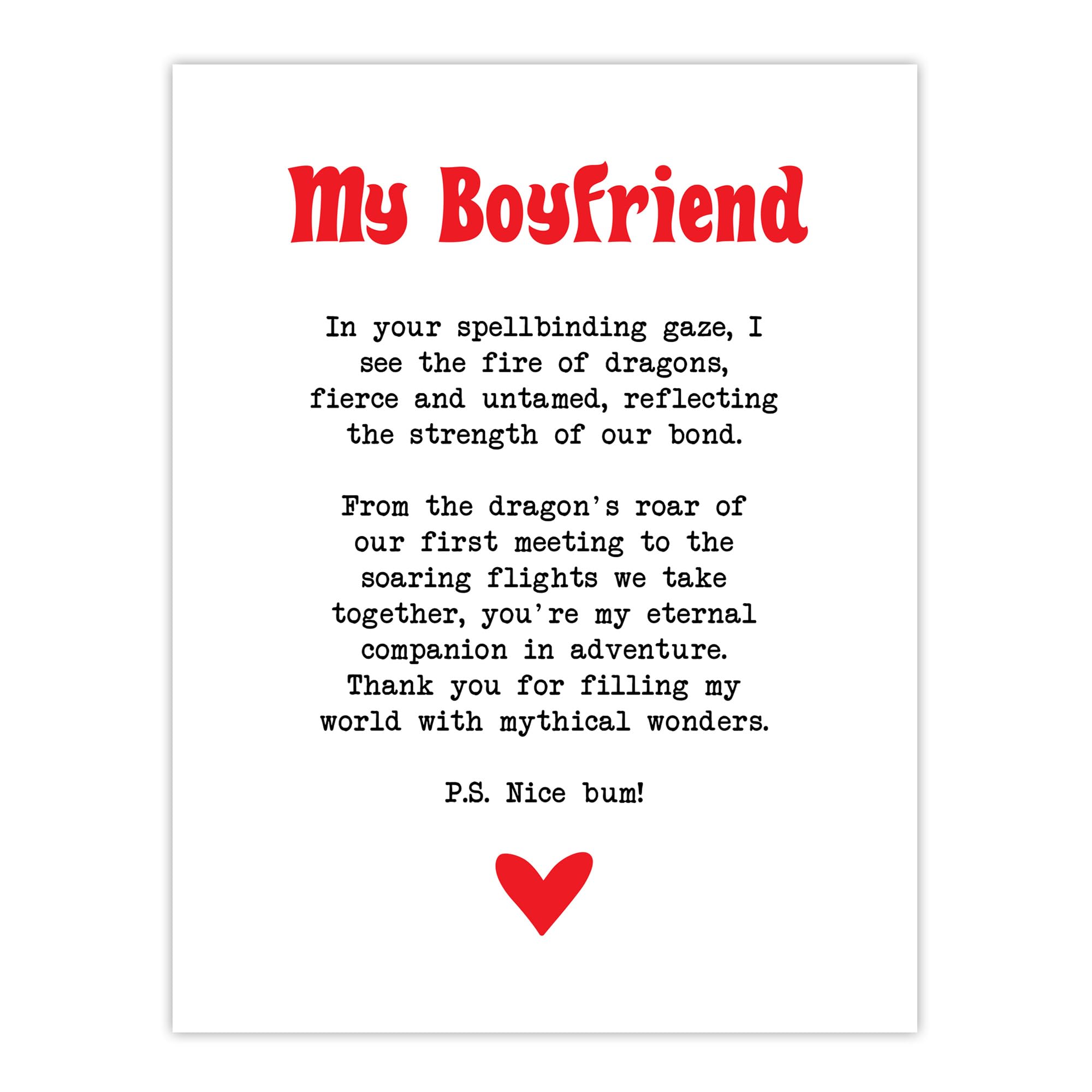 Artery8 Wall Art Print - Romantic Poem Poster - White - W18" x H24"