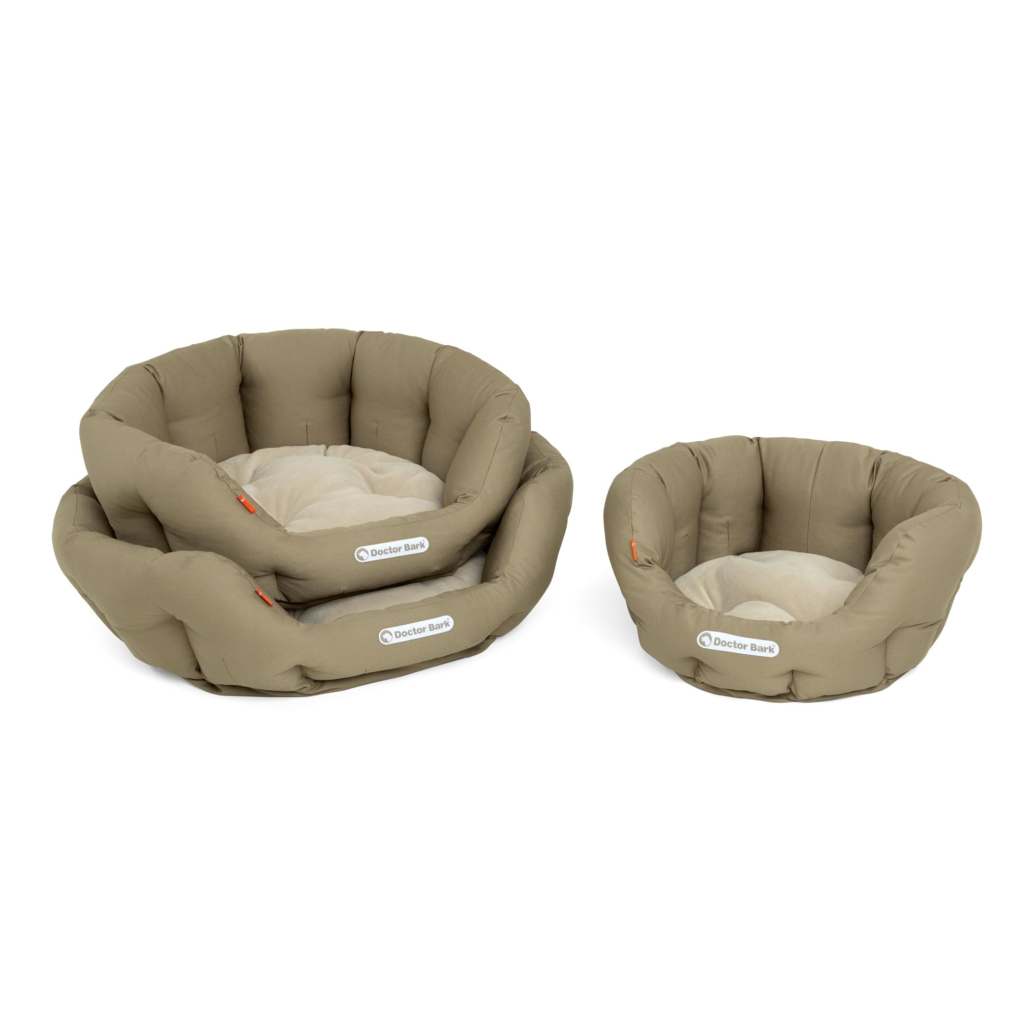 Doctor Bark Cesta Redonda para Perros Grandes, Cama para Perros Grandes, Cama con cojín Reversible Mullido, ortopédica, Lavable hasta 95 °C (l – 60 x 50 cm, marrón Dorado)