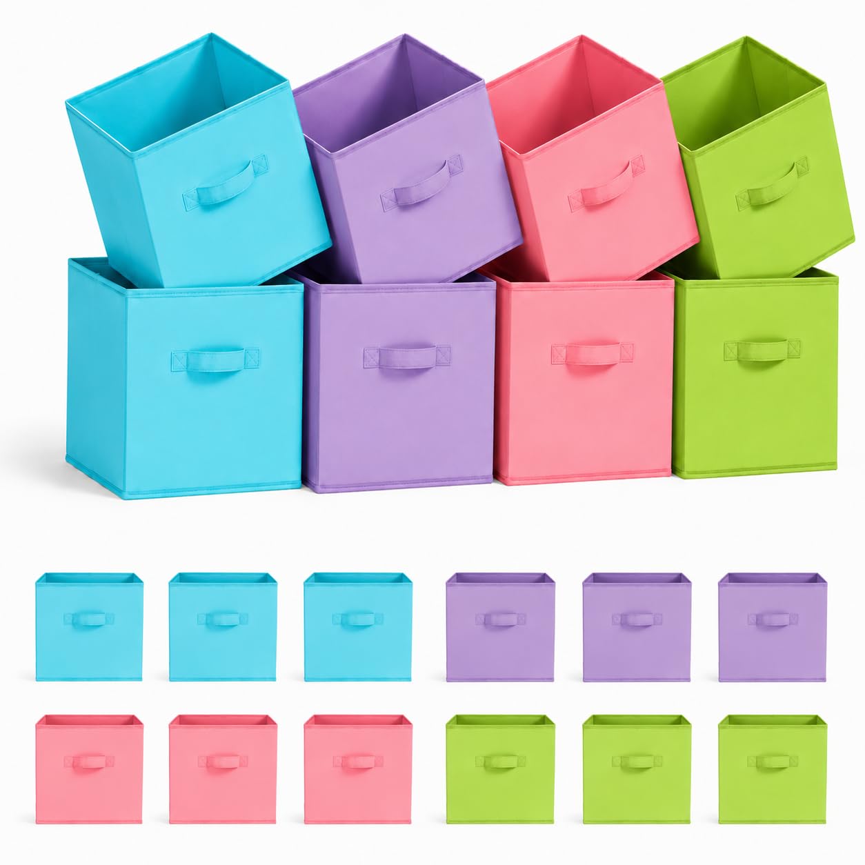 Cestas de almacenamiento Aura de 26,7 cm, resistentes cubos de almacenamiento de tela con asas, 2 mm de grosor, antiflacidez, cestas de almacenamiento plegables para estantes, organizadores de armario