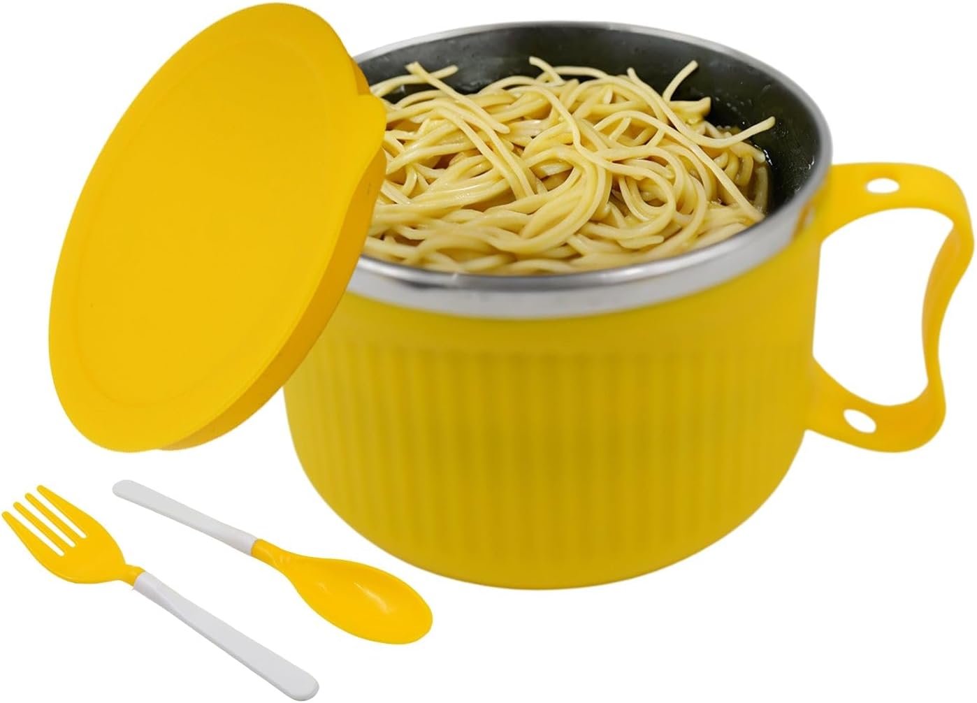 Bowl with Lid & Handle | Double Layer Soup & Ramen Bowl for Noodles, Cereals, Fruits & Beverages | Safe, Convenient & Easy to Hold