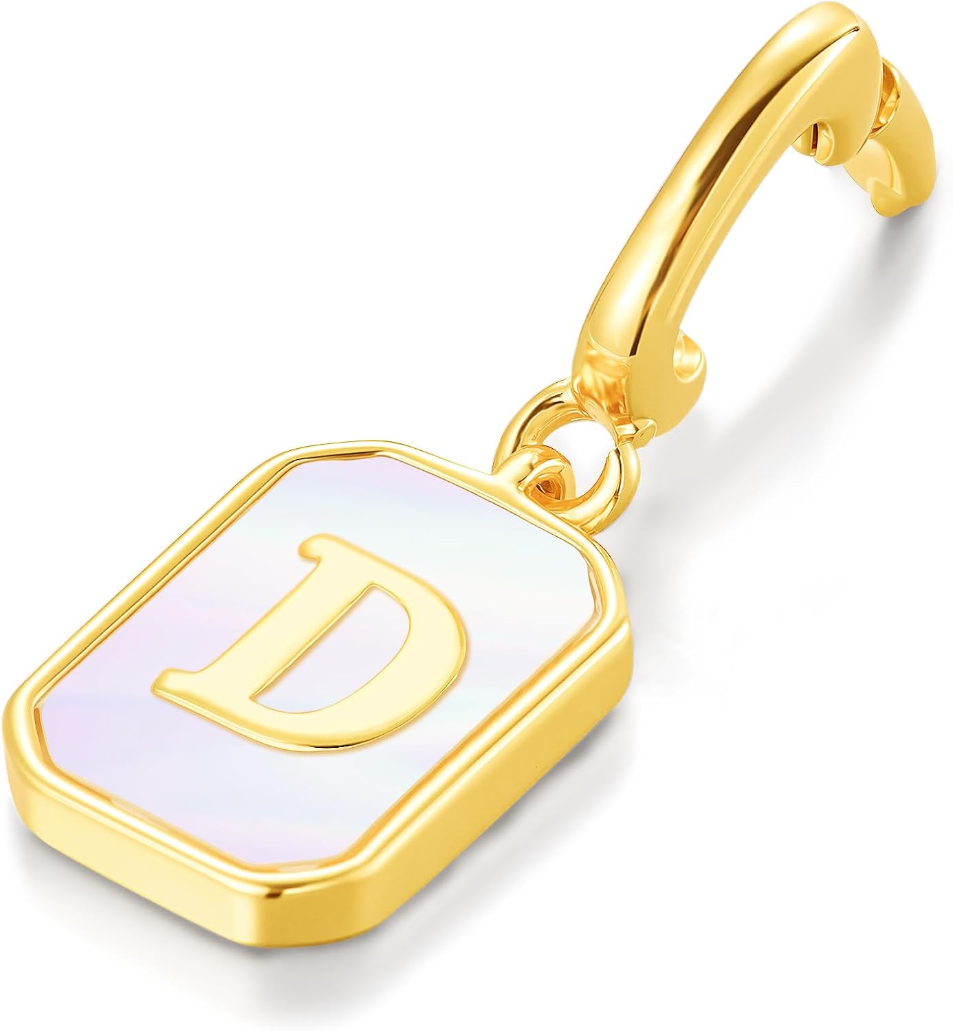 Letter Charms Gold Initial Charm with Clasp Rectangle Alphabet Letter Pendants for Necklace Bracelet