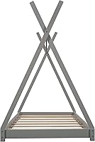 Vista 6 de Cama de plataforma de madera maciza tamaño individual con estructura triangular, marco de cama individual para niños, niñas, adolescentes, base